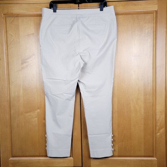 Chico's Slimming Pull on Button-Hem Tan Ankle Pants - 14 - Picture 2 of 10